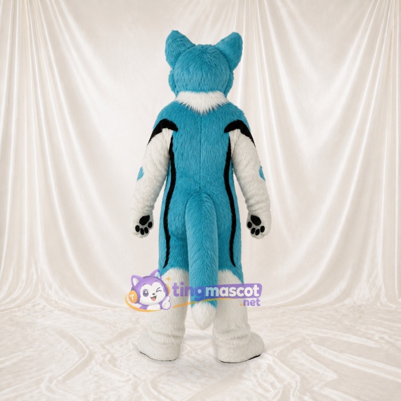 Blue Fox Mascot Costume Full Body for Adults School Events