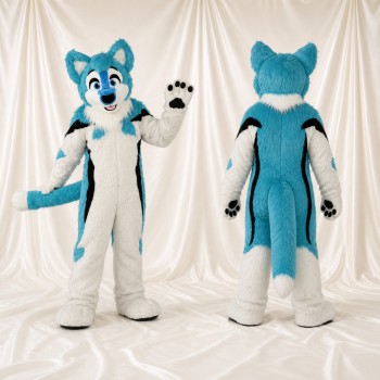 Blue Fox Mascot Costume Full Body for Adults School Events