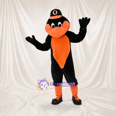 Black and Orange Bird Mascot Costume Full Body for Adults School Events