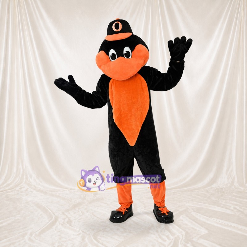 Black and Orange Bird Mascot Costume Full Body for Adults School Events