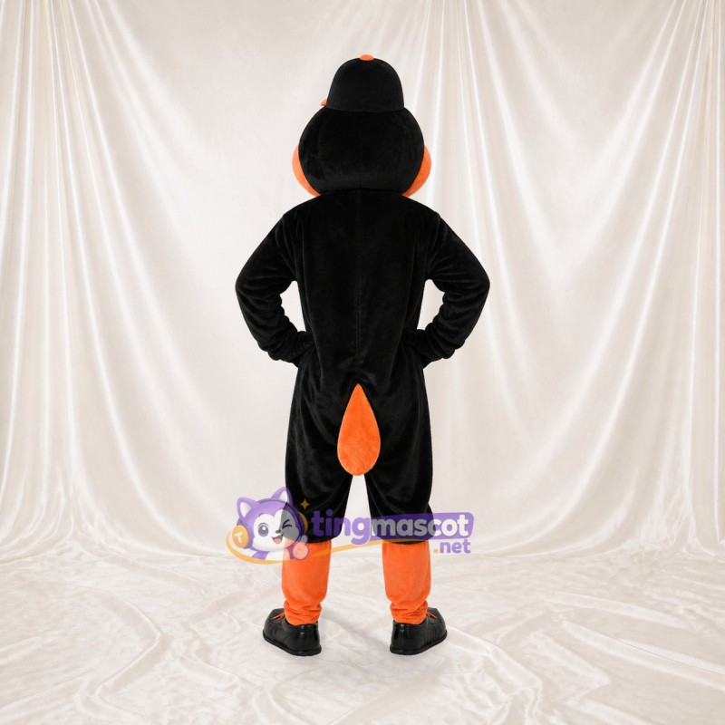 Black and Orange Bird Mascot Costume Full Body for Adults School Events