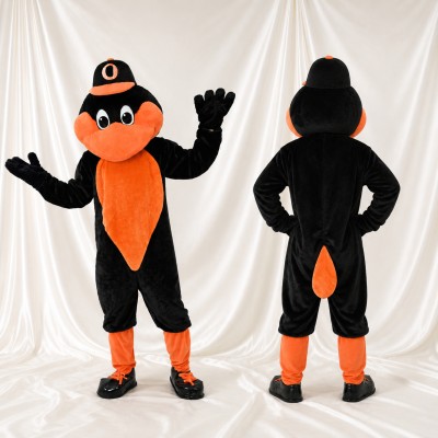 Black and Orange Bird Mascot Costume Full Body for Adults School Events