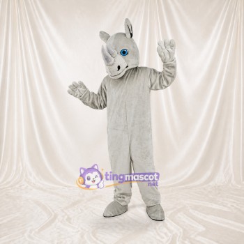 Gray Rhinoceros Mascot Costume Full Body for Adults School Events