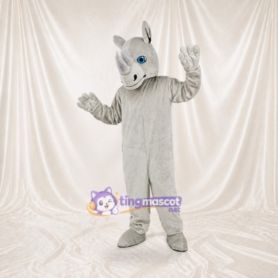 Gray Rhinoceros Mascot Costume Full Body for Adults School Events