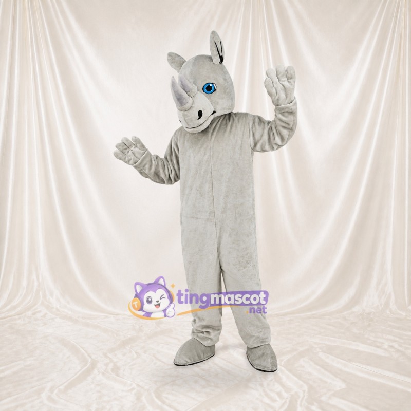 Gray Rhinoceros Mascot Costume Full Body for Adults School Events