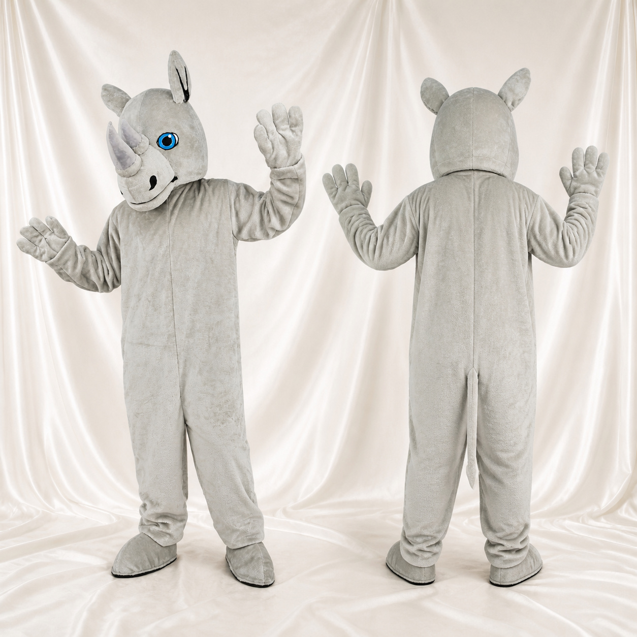 Graues Nashorn Maskottchenkostüm Ganzkörper für Erwachsene Schulveranstaltungen Graues Nashorn Maskottchenkostüm Ganzkörper für Erwachsene Schulveranstaltungen