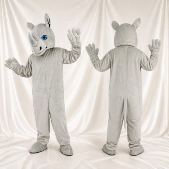 Gray Rhinoceros Mascot Costume Full Body for Adults School Events