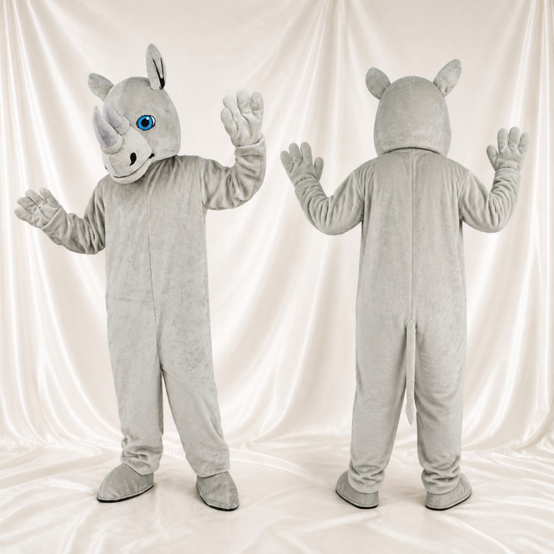 Gray Rhinoceros Mascot Costume Full Body for Adults School Events