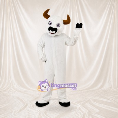 White Bull Mascot Costume Full Body for Adults School Events