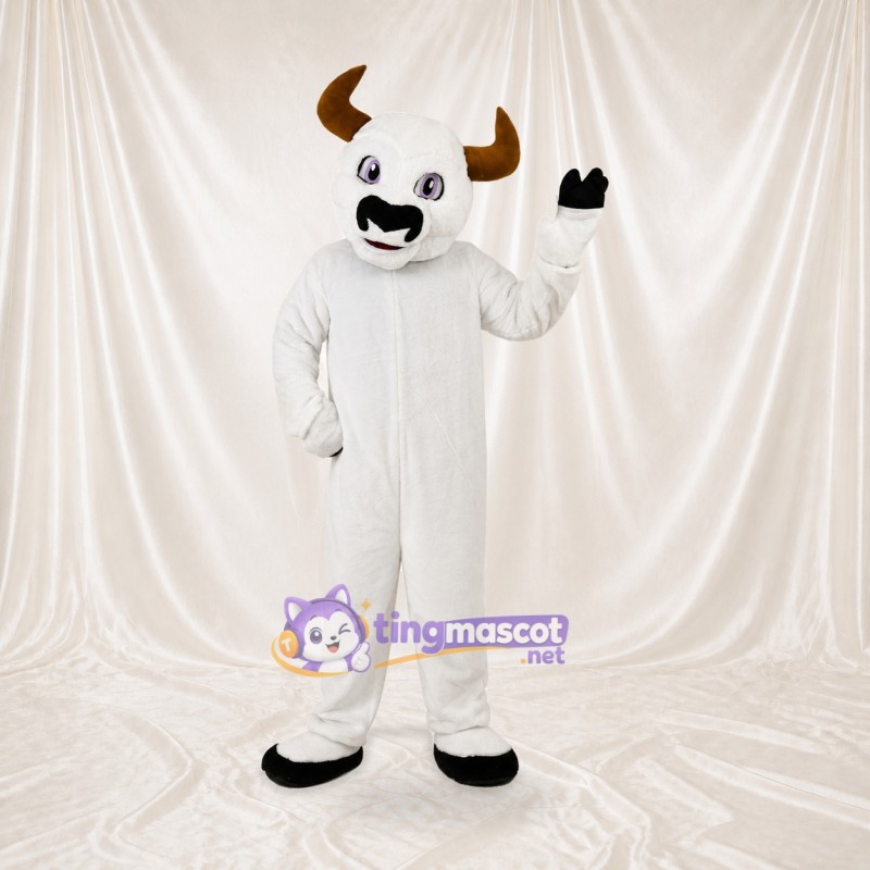 White Bull Mascot Costume Full Body for Adults School Events