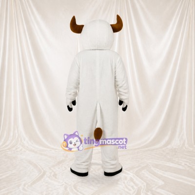 White Bull Mascot Costume Full Body for Adults School Events
