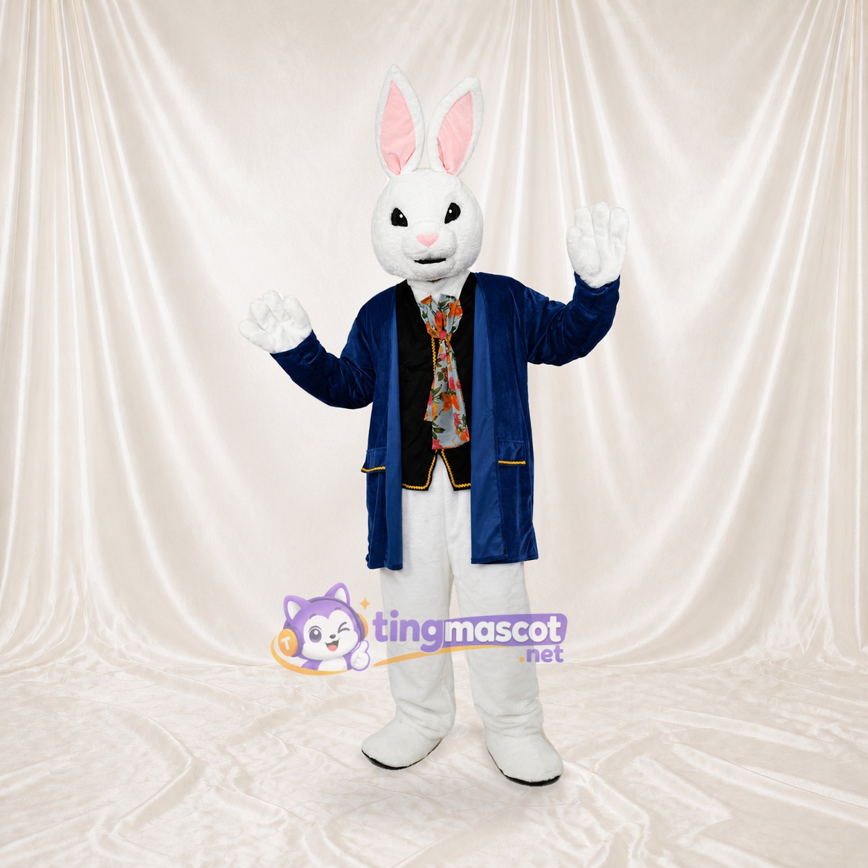 White Rabbit Gentleman Mascot Costume Full Body for Adults Promotions White Rabbit Gentleman Mascot Costume Full Body for Adults Promotions