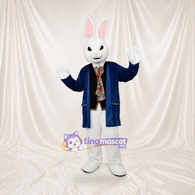 White Rabbit Gentleman Mascot Costume Full Body for Adults Promotions