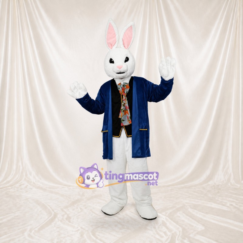 White Rabbit Gentleman Mascot Costume Full Body for Adults Promotions