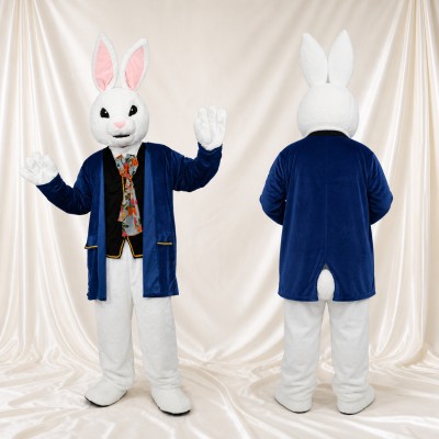 White Rabbit Gentleman Mascot Costume Full Body for Adults Promotions