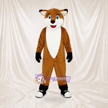 Brown and White Fox Mascot Costume Full Body for Adults School Events