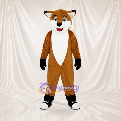 Brown and White Fox Mascot Costume Full Body for Adults School Events
