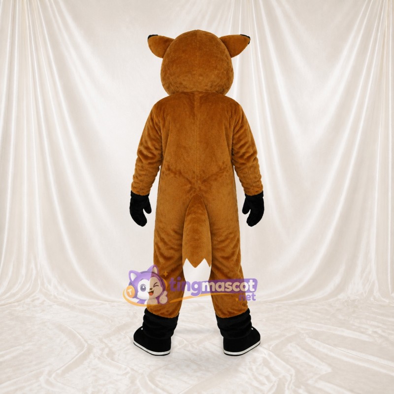 Brown and White Fox Mascot Costume Full Body for Adults School Events