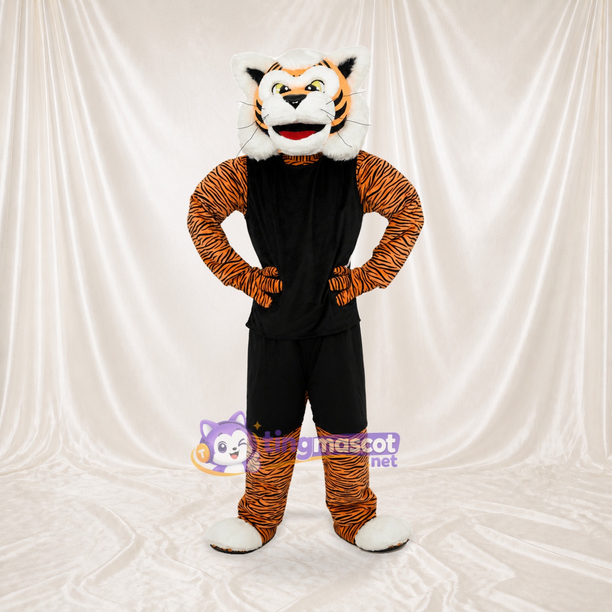 Orange Team Uniform Tiger Athlete Mascot Costume Full Body for Adults Sports Orange Team Uniform Tiger Athlete Mascot Costume Full Body for Adults Sports