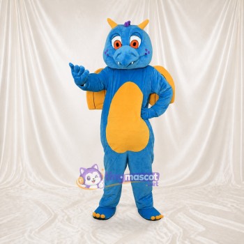 Blue and Orange Dragon Mascot Costume Full Body for Adults School Events