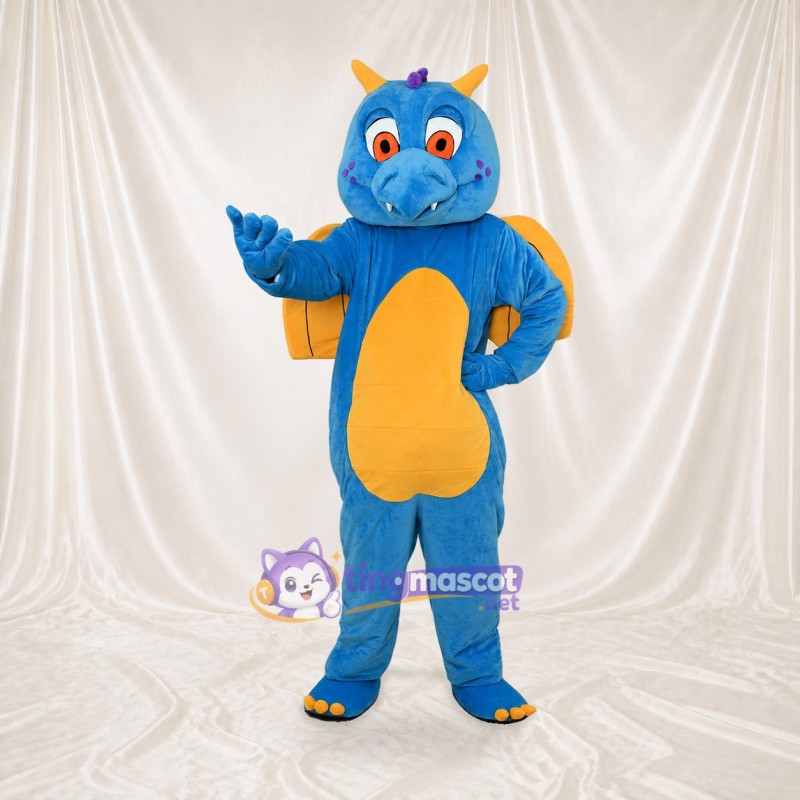 Blue and Orange Dragon Mascot Costume Full Body for Adults School Events