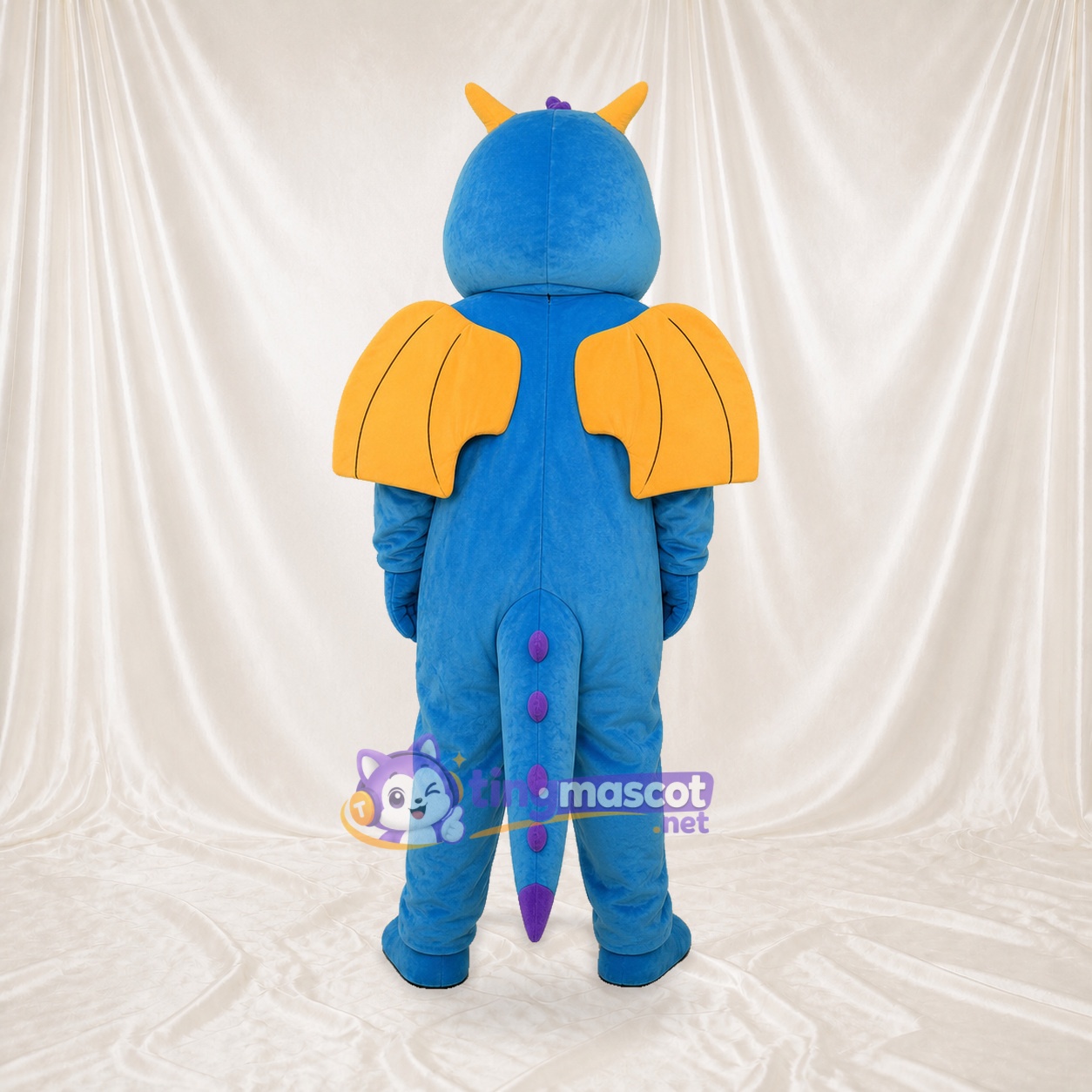 Blue and Orange Dragon Mascot Costume Full Body for Adults School Events Blue and Orange Dragon Mascot Costume Full Body for Adults School Events