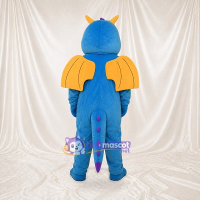 Blue and Orange Dragon Mascot Costume Full Body for Adults School Events