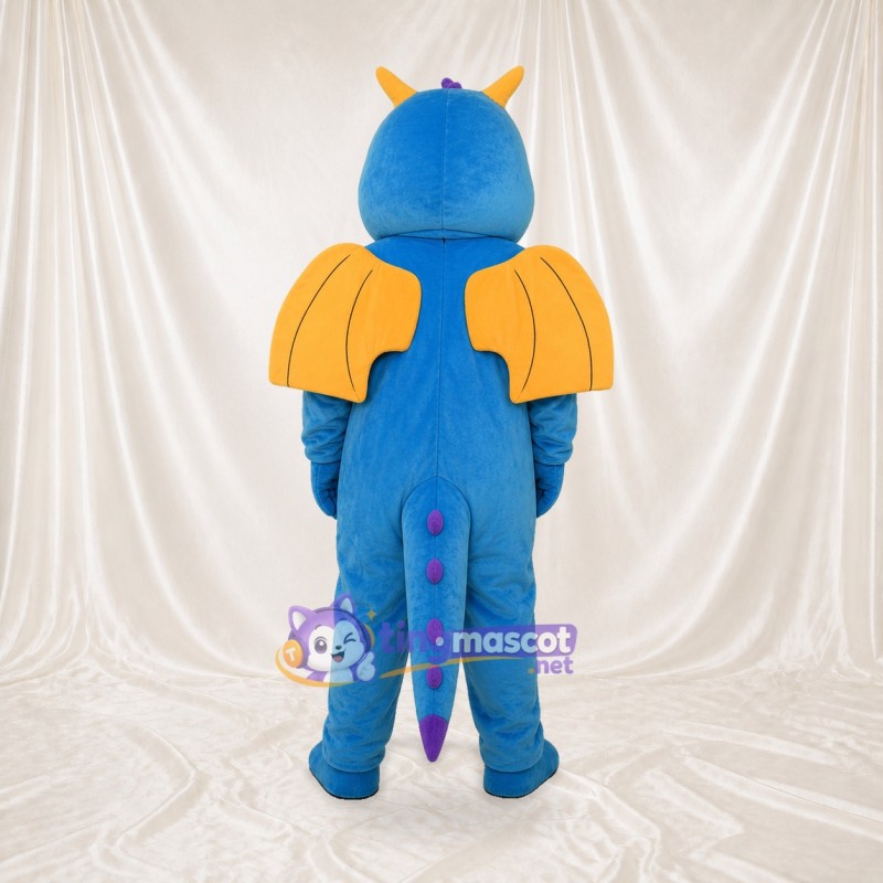 Blue and Orange Dragon Mascot Costume Full Body for Adults School Events