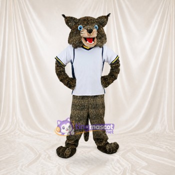 Gray Gray and White Wildcat Athlete Mascot Costume Full Body for Adults Sports