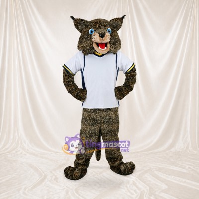 Costume de mascotte chat sauvage gris et blanc athlète intégral pour adultes – sports