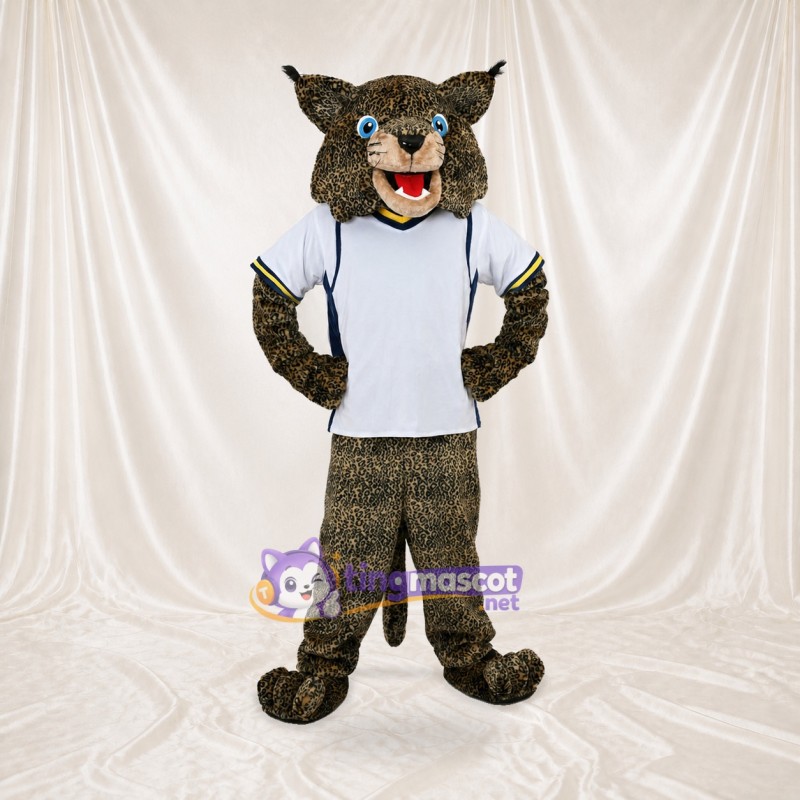 Costume de mascotte chat sauvage gris et blanc athlète intégral pour adultes – sports