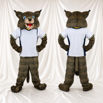 Gray Gray and White Wildcat Athlete Mascot Costume Full Body for Adults Sports