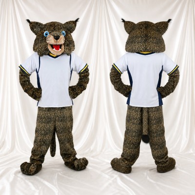 Costume de mascotte chat sauvage gris et blanc athlète intégral pour adultes – sports