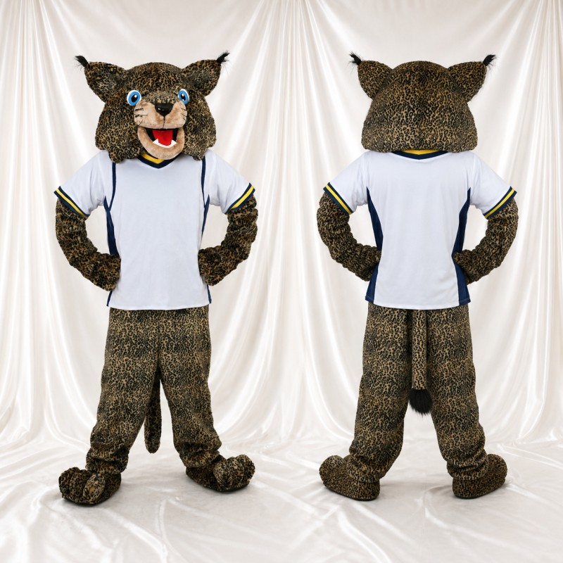 Costume de mascotte chat sauvage gris et blanc athlète intégral pour adultes – sports