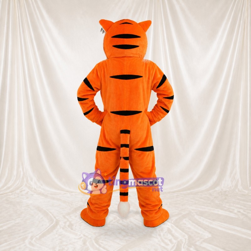 Construction Orange and Black Tiger Mascot Costume Full Body for Adults Schools