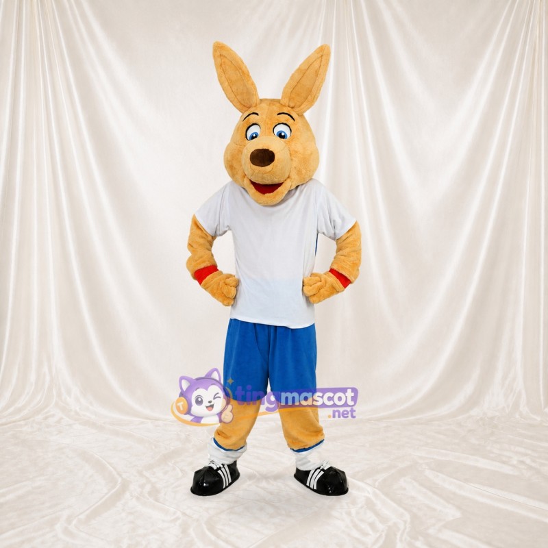 Tan and White Kangaroo Athlete Mascot Costume Full Body for Adults Sports Events