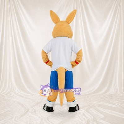 Tan and White Kangaroo Athlete Mascot Costume Full Body for Adults Sports Events