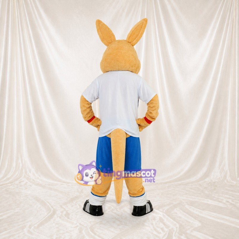 Tan and White Kangaroo Athlete Mascot Costume Full Body for Adults Sports Events