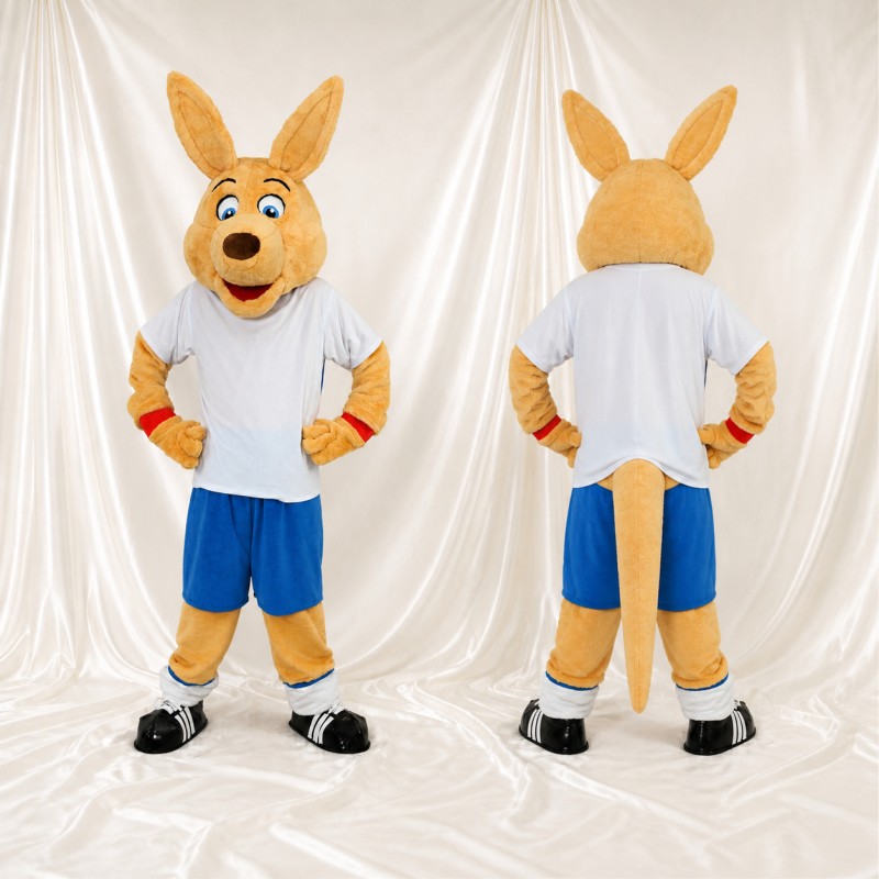Tan and White Kangaroo Athlete Mascot Costume Full Body for Adults Sports Events