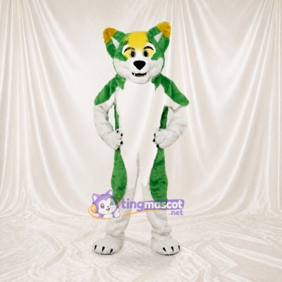 Green Fox Mascot Costume Full Body for Adults School Events