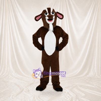 Brown and White Goat Mascot Costume Full Body for Adults School Events