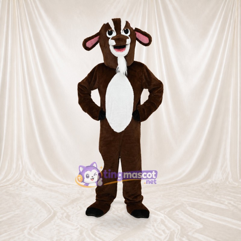 Brown and White Goat Mascot Costume Full Body for Adults School Events