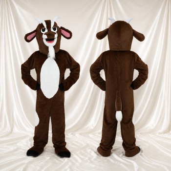 Brown and White Goat Mascot Costume Full Body for Adults School Events